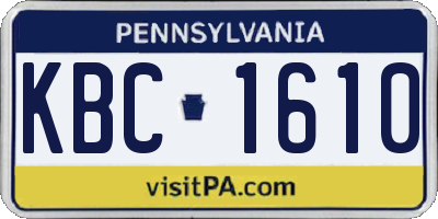 PA license plate KBC1610