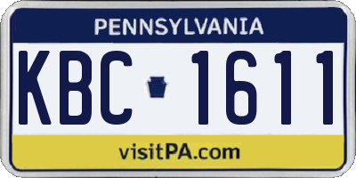 PA license plate KBC1611