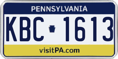 PA license plate KBC1613