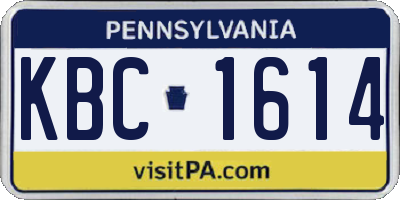 PA license plate KBC1614