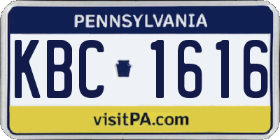 PA license plate KBC1616