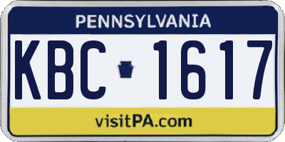 PA license plate KBC1617