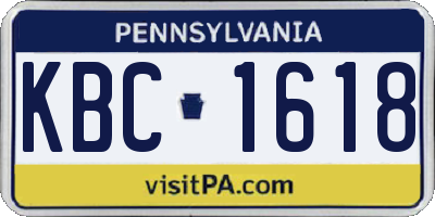 PA license plate KBC1618