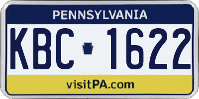 PA license plate KBC1622