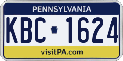 PA license plate KBC1624