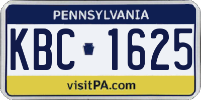 PA license plate KBC1625