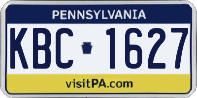 PA license plate KBC1627
