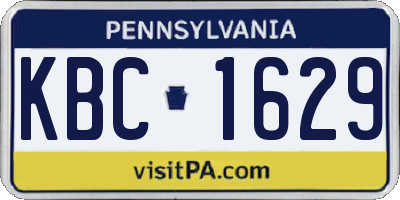 PA license plate KBC1629