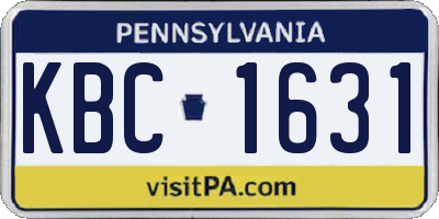PA license plate KBC1631