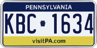 PA license plate KBC1634