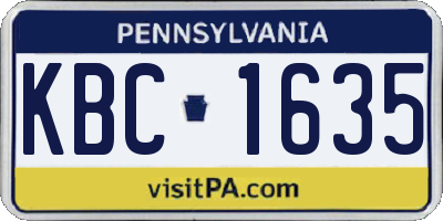 PA license plate KBC1635