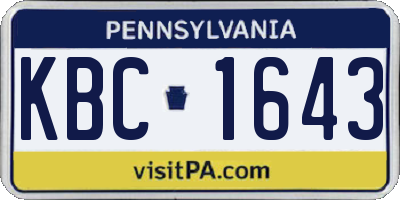 PA license plate KBC1643