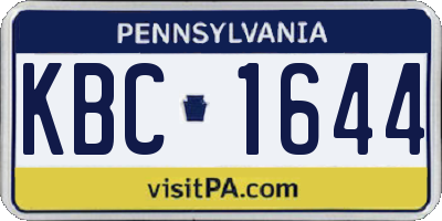 PA license plate KBC1644