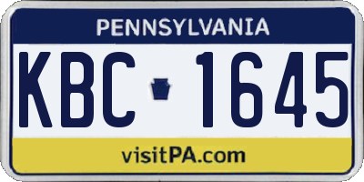 PA license plate KBC1645