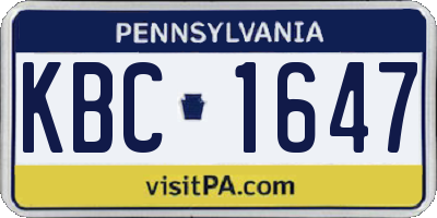PA license plate KBC1647
