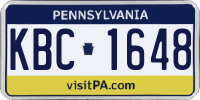 PA license plate KBC1648