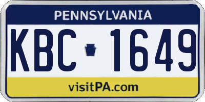 PA license plate KBC1649