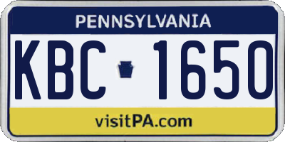PA license plate KBC1650