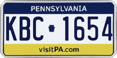 PA license plate KBC1654