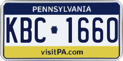 PA license plate KBC1660