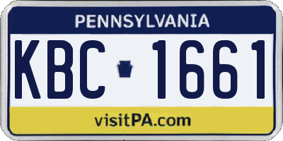 PA license plate KBC1661
