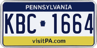 PA license plate KBC1664
