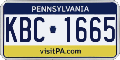 PA license plate KBC1665