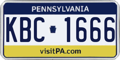 PA license plate KBC1666
