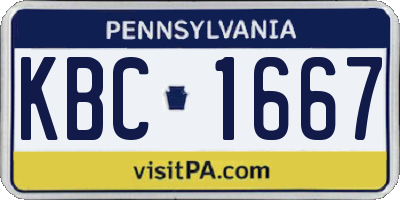 PA license plate KBC1667