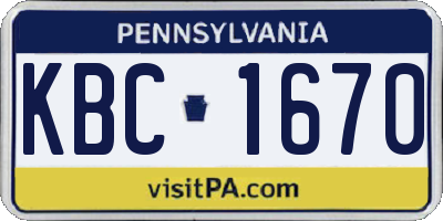 PA license plate KBC1670