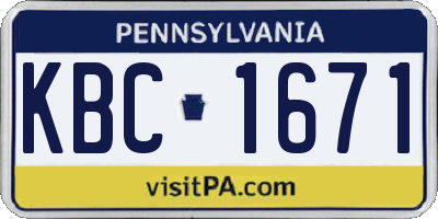 PA license plate KBC1671