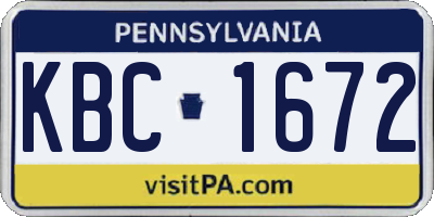 PA license plate KBC1672