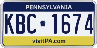 PA license plate KBC1674