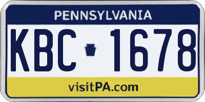 PA license plate KBC1678