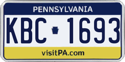 PA license plate KBC1693