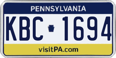 PA license plate KBC1694