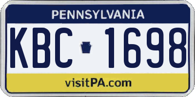 PA license plate KBC1698