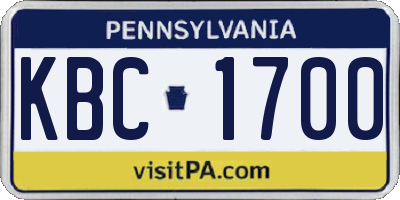 PA license plate KBC1700