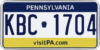 PA license plate KBC1704