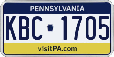 PA license plate KBC1705
