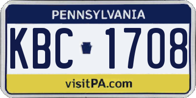 PA license plate KBC1708