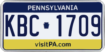 PA license plate KBC1709