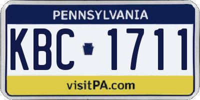 PA license plate KBC1711