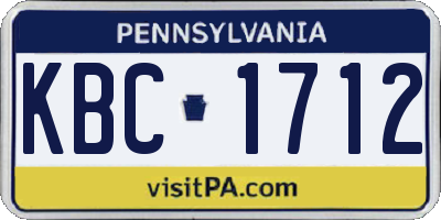 PA license plate KBC1712