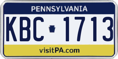 PA license plate KBC1713