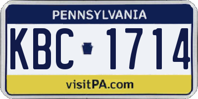 PA license plate KBC1714