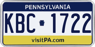PA license plate KBC1722