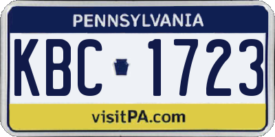 PA license plate KBC1723