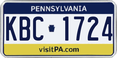 PA license plate KBC1724