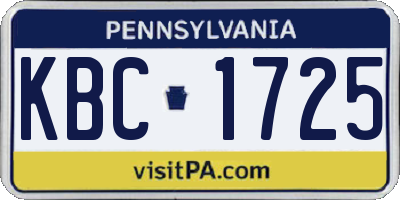 PA license plate KBC1725